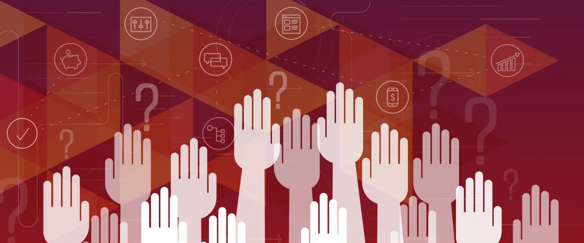 Crowds raising hands