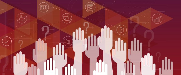 Crowds raising hands